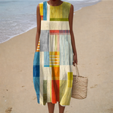 Bequeme Ärmellose Sommerkleid - Patchwork Bunt