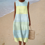 Bequeme Ärmellose Sommerkleid - Streifen Mintgrün