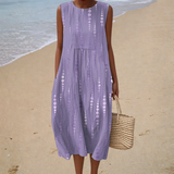 Bequeme Ärmellose Sommerkleid - Flieder