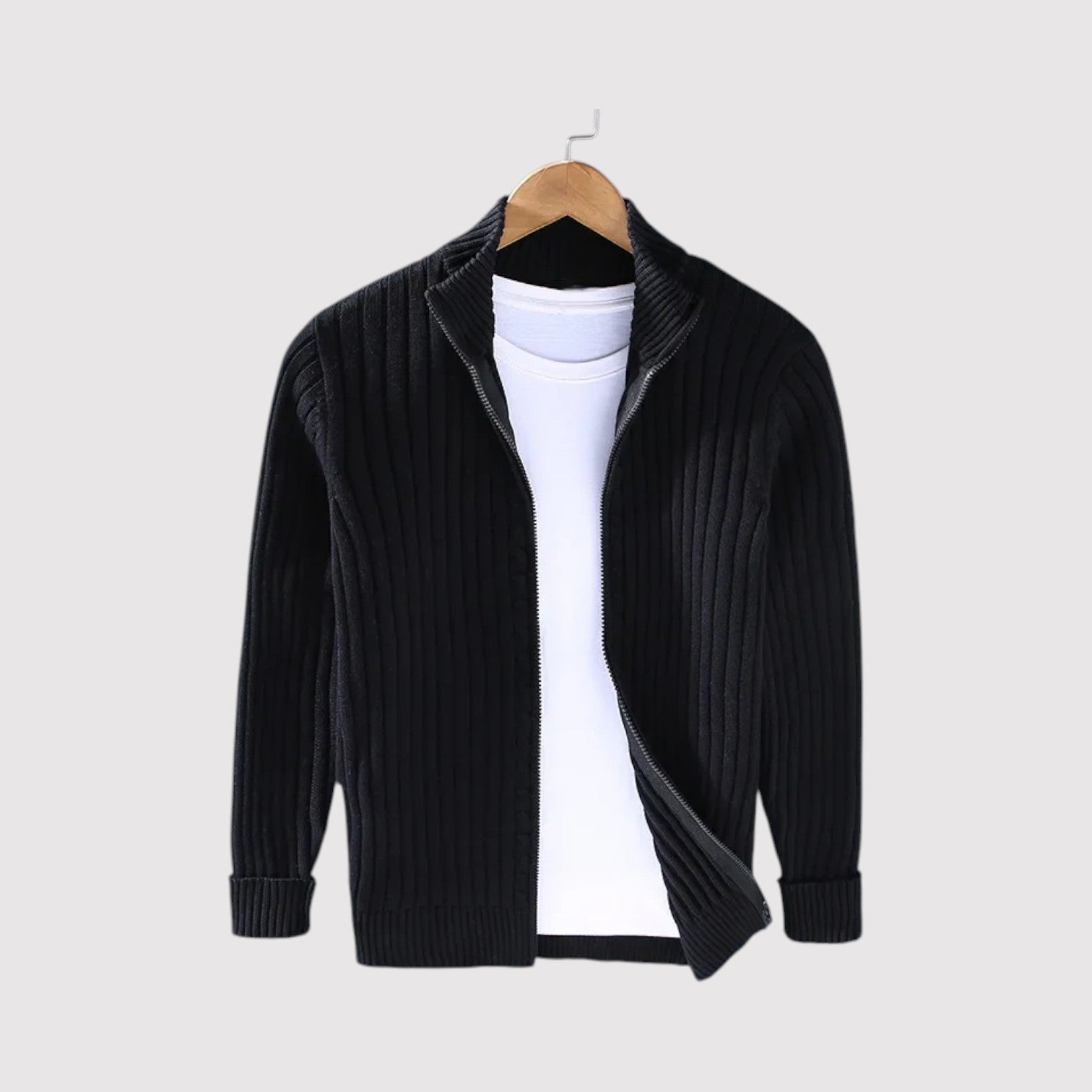 Urs™ | Strickjacke mit feinem Rippstrick