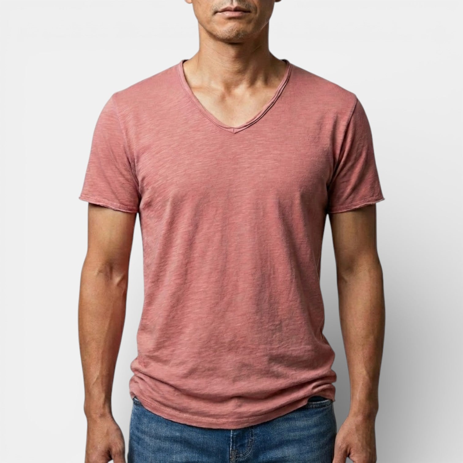 Thees™ | Elastisches Doppelpack-T-Shirt mit V-Ausschnitt